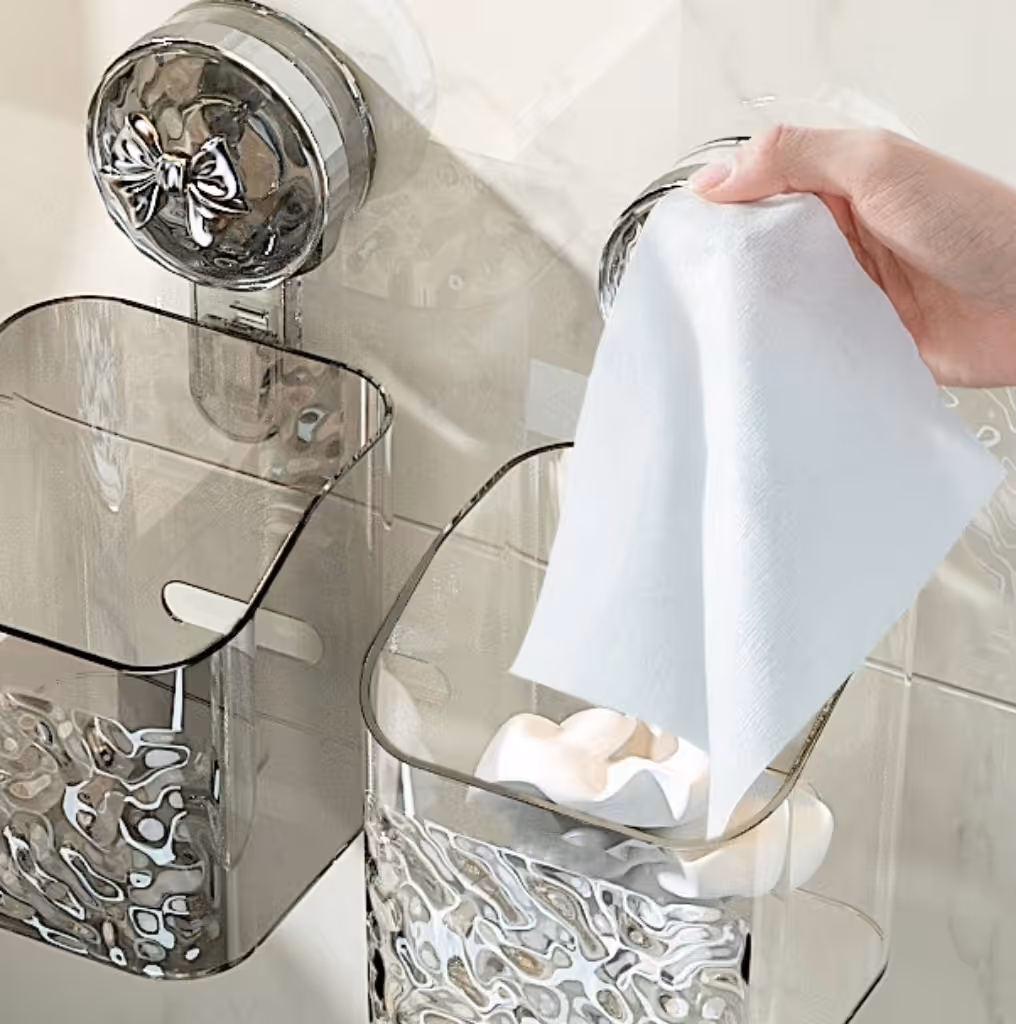 Light Luxury Style Glacier Pattern Suction Cup Shelf